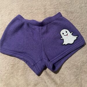 Purple Fleece Shorts with Ghost Patch